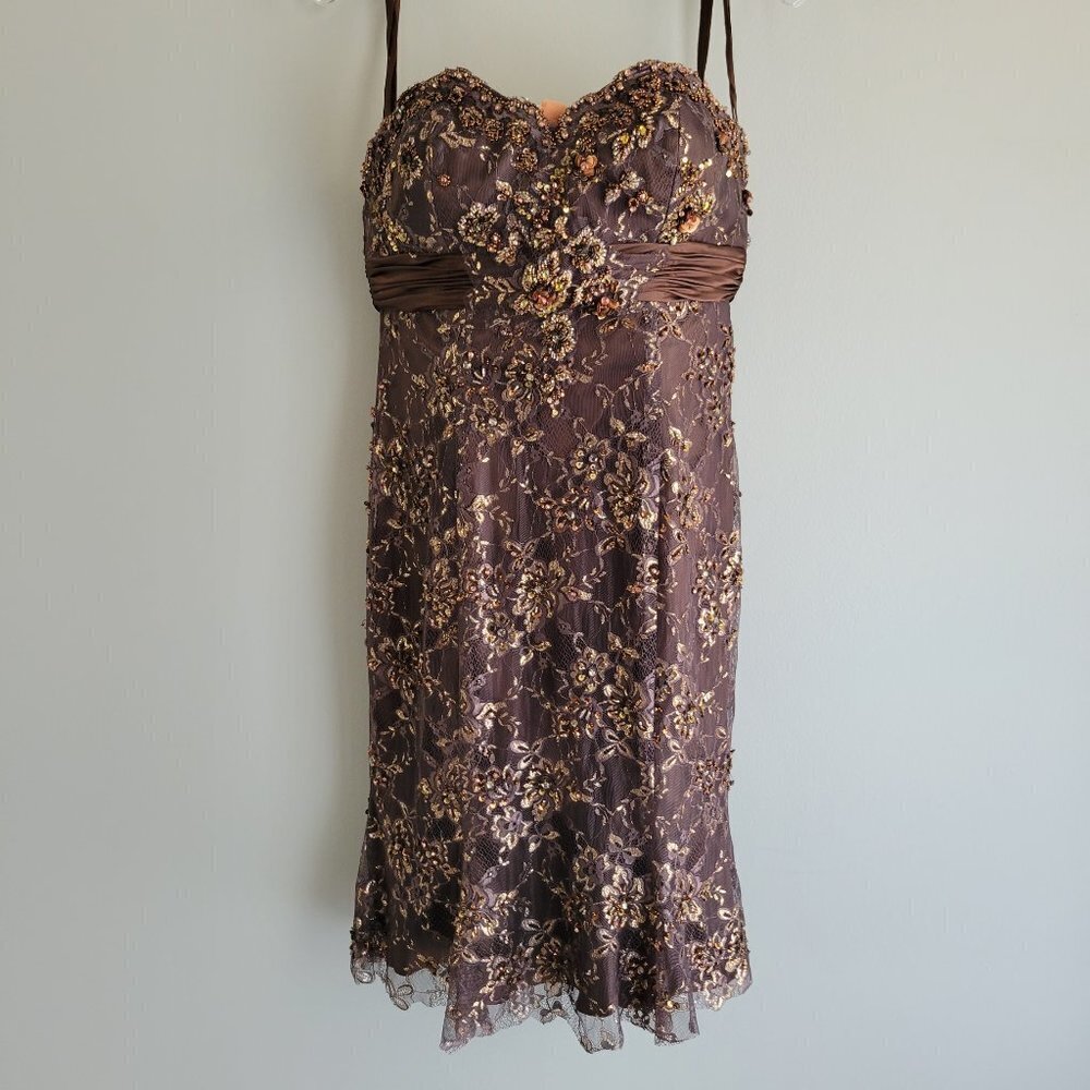 Terani Couture Embroidered Cocktail Dress Size 6